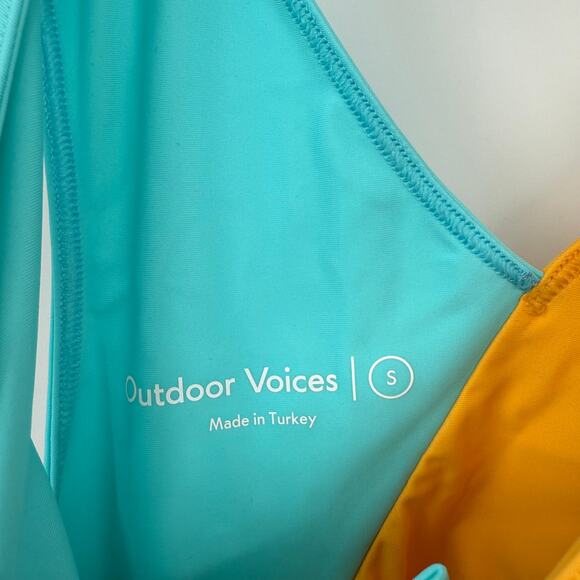 OUTDOOR VOICES SplashKnit 6" Bodysuit Small Colorblock Black Teal Yellow NWT - Picture 6 of 8